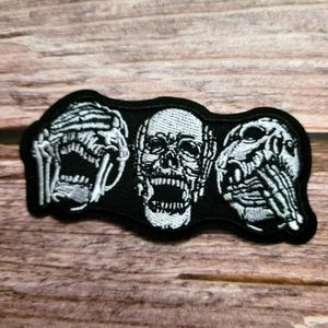 Hear No See No Speak No Evil Skulls Biker 90'S Vintage Embroidered Iron on Patch